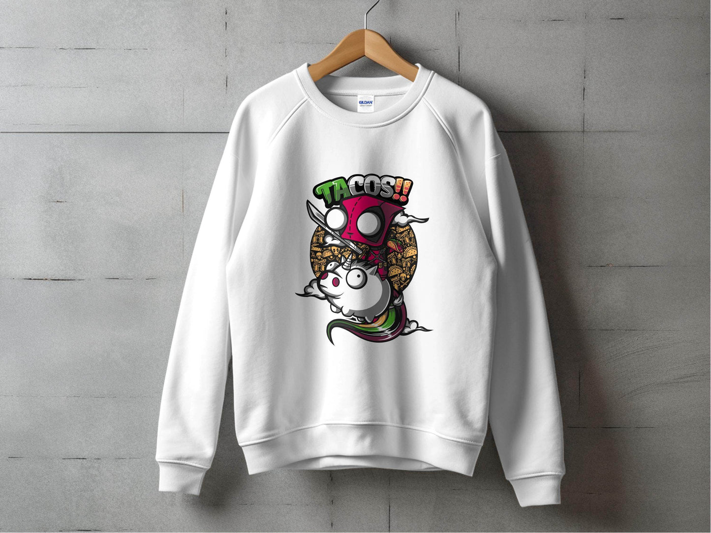 Tacos Deadpool on Unicorn Funny Character Design Sweater - Design & Vybe