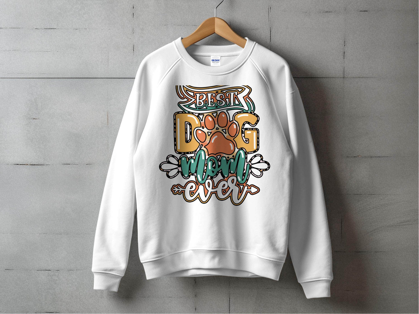 Best Dog Mom Ever Pet Paw Print Design Graphic Sweater - Design & Vybe