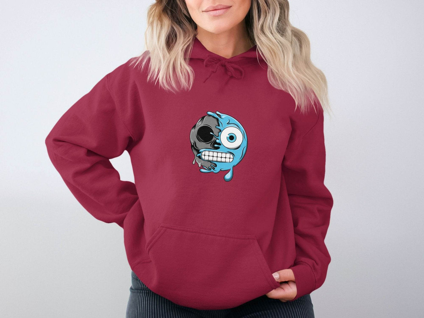 Half Skull Half Water Graphic Design Printed Hoodie - Design & Vybe