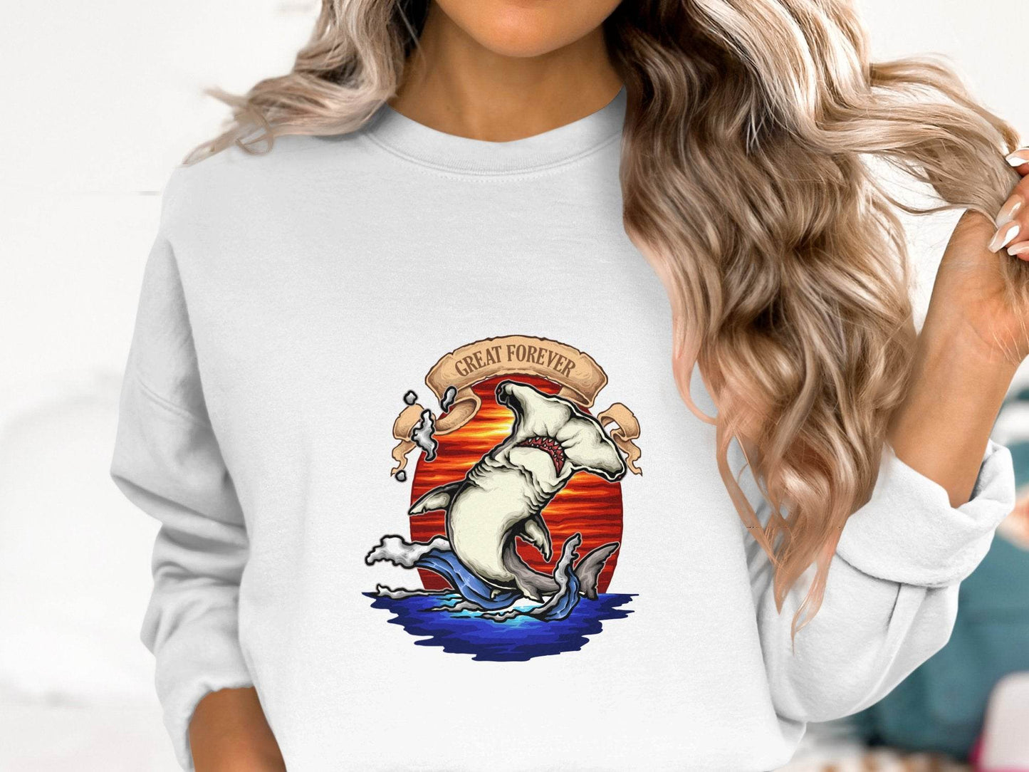 Hammerhead Shark Illustration Graphic Sweater - Design & Vybe