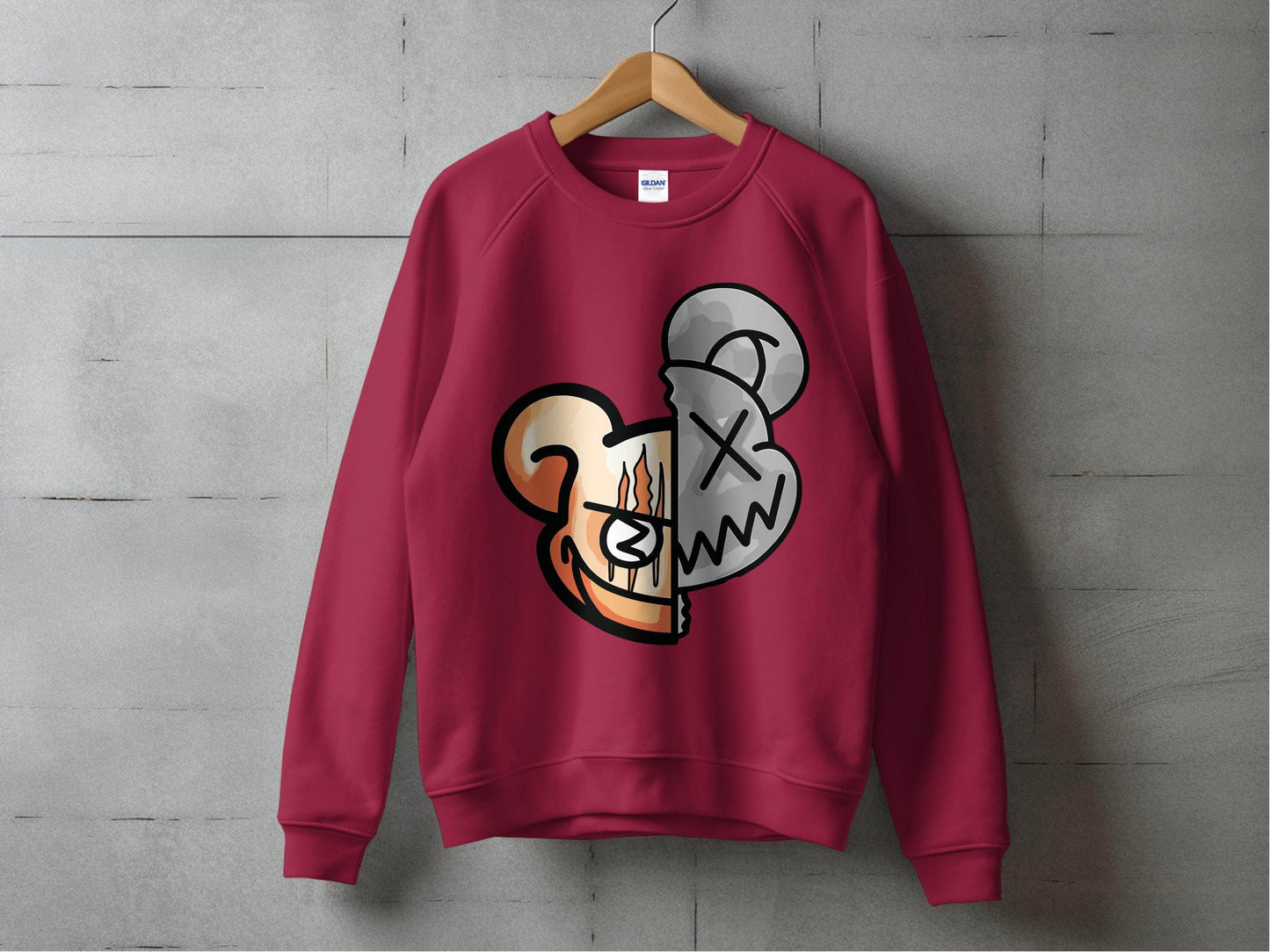Unique Graphic Half Bear Design Trendy Casual Sweater - Design & Vybe