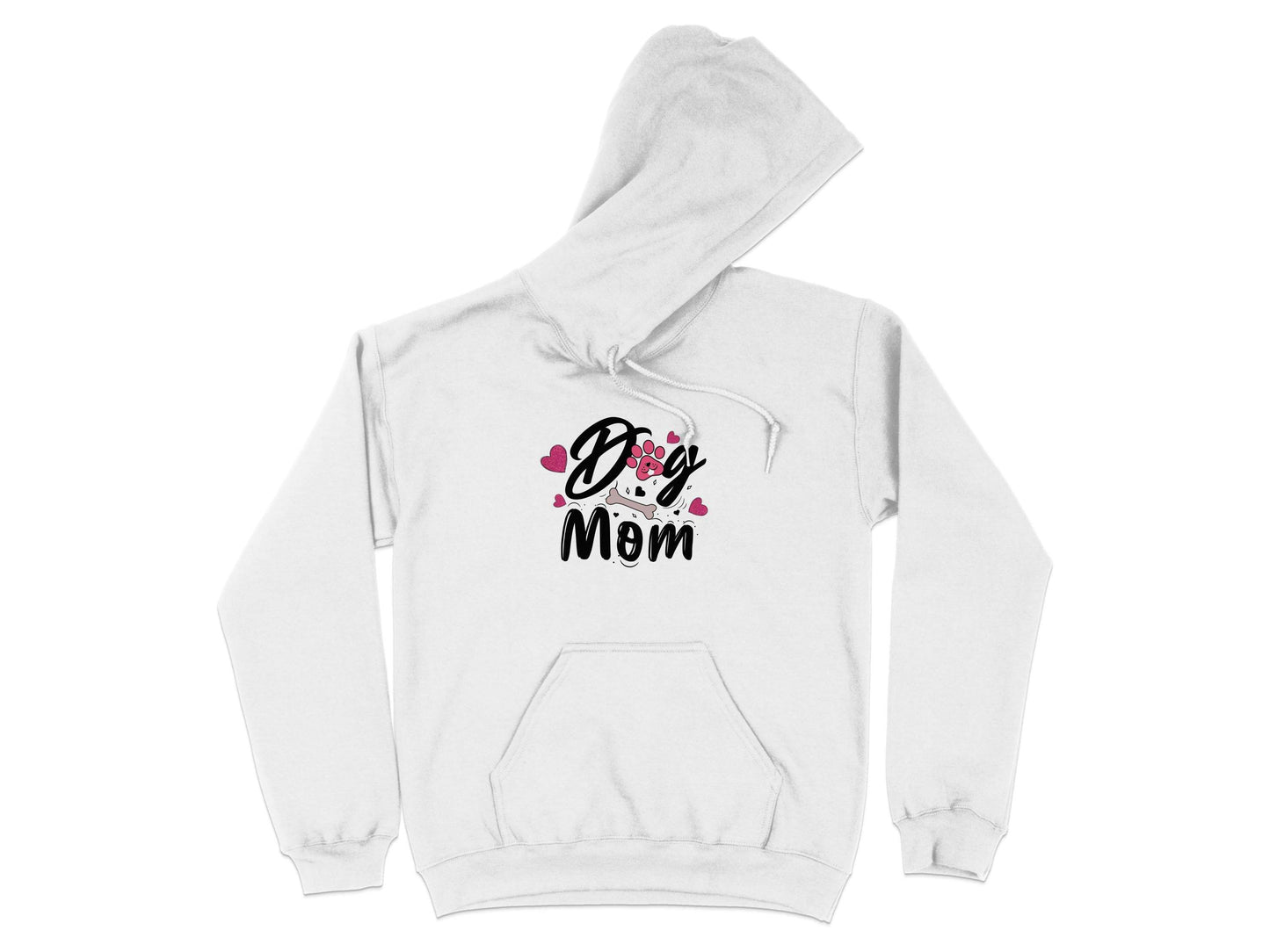 Dog Mom with Hearts and Bone Design Graphic Print Hoodie - Design & Vybe