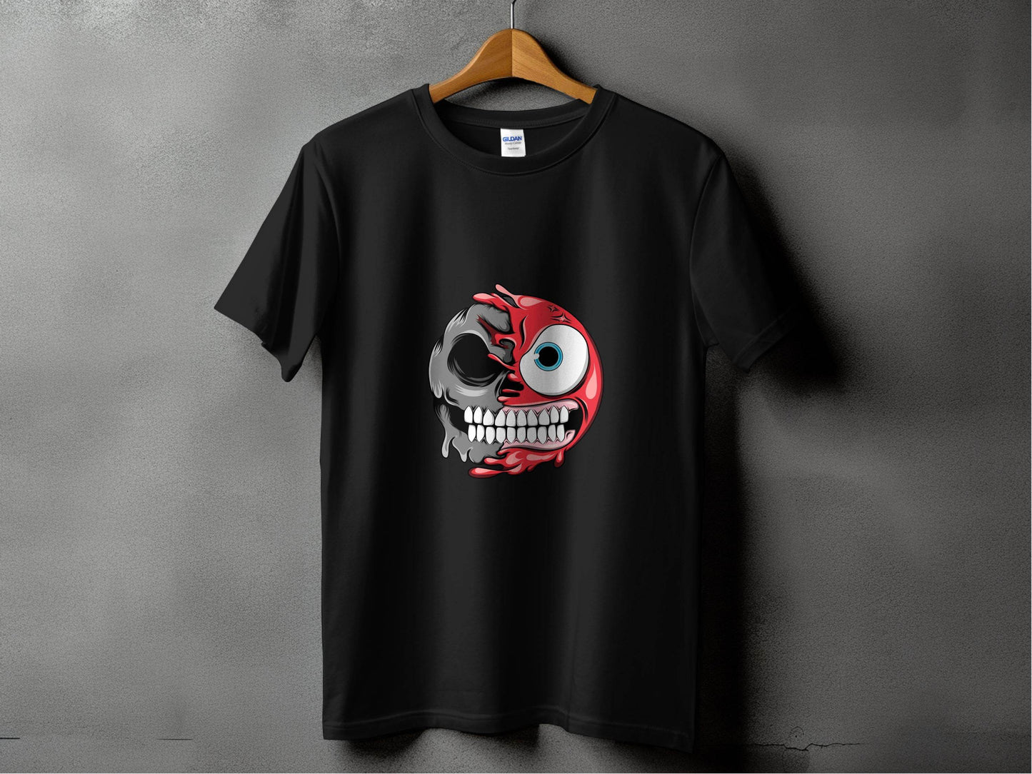 Half Skull And Cartoon Face Fun Graphic Design T-Shirt - Design & Vybe