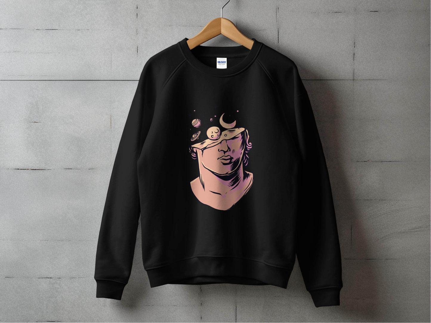 Head in the Space Planets and Moon Graphic Art Sweater - Design & Vybe