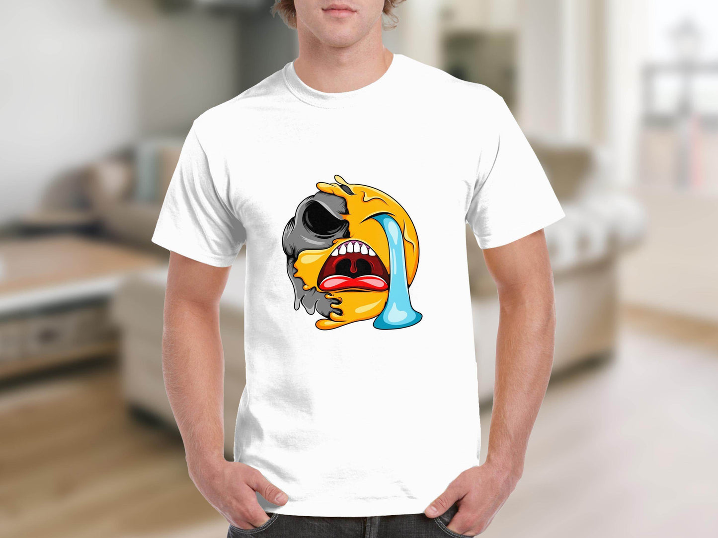Melting Emoji Face Smiley Design Graphic T-Shirt - Design & Vybe