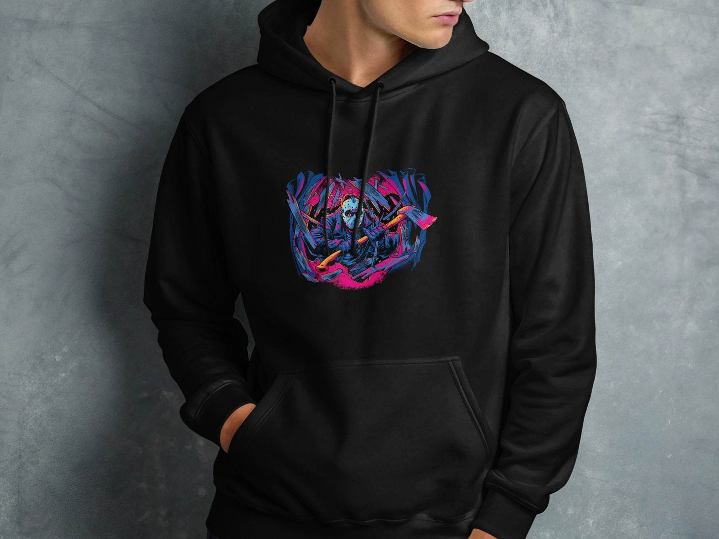 Masked Horror with Axes Abstract Graphics Cool Hoodie - Design & Vybe