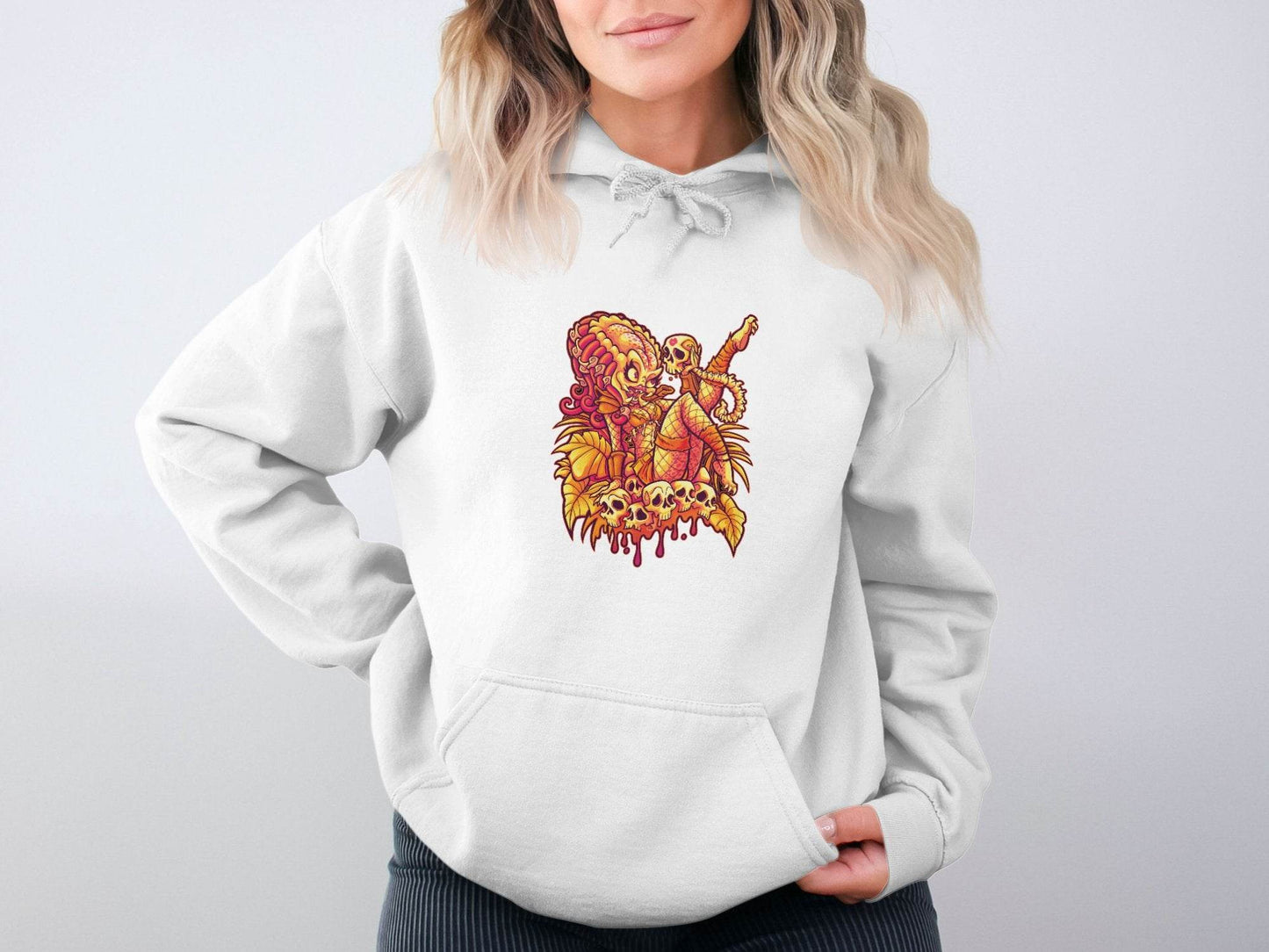 Predator Resting Atop Skulls Graphic Hoodie - Design & Vybe
