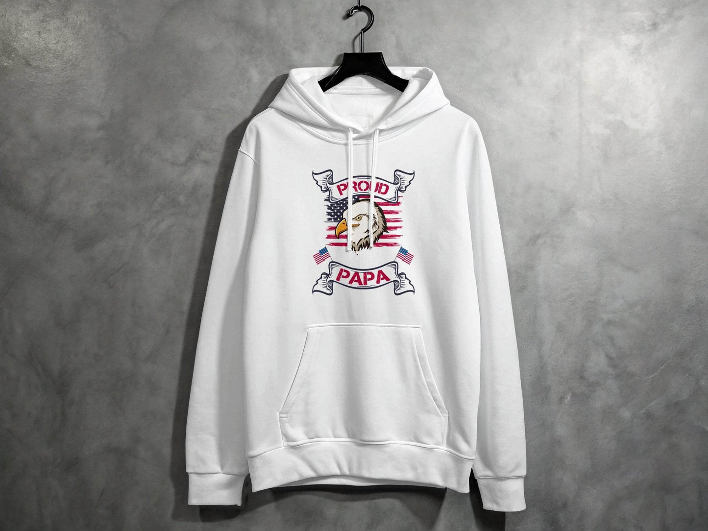 Proud American Papa USA Flag Bald Eagle Hoodie - Design & Vybe