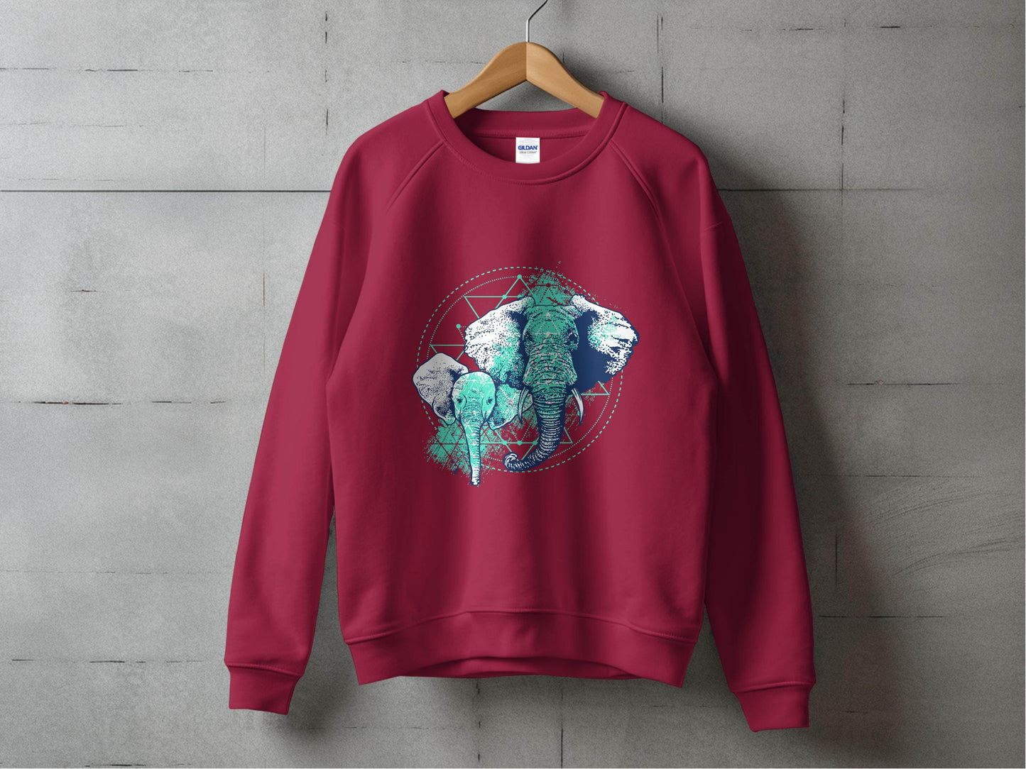 Stunning Elephant Graphic Blue Nature Design Sweater - Design & Vybe