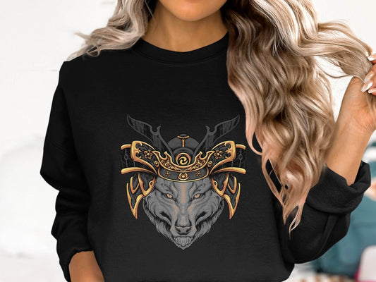 Fierce Wolf Samurai Warrior Graphic Sweater - Design & Vybe