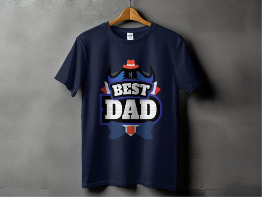 Hat & Mustache Style Best Dad Graphic Design T-Shirt - Design & Vybe