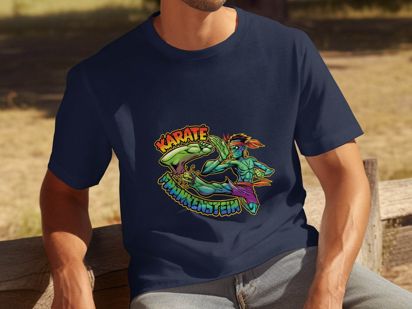 Karate Frankenstein Zombie Monster Funny Halloween T-Shirt - Design & Vybe