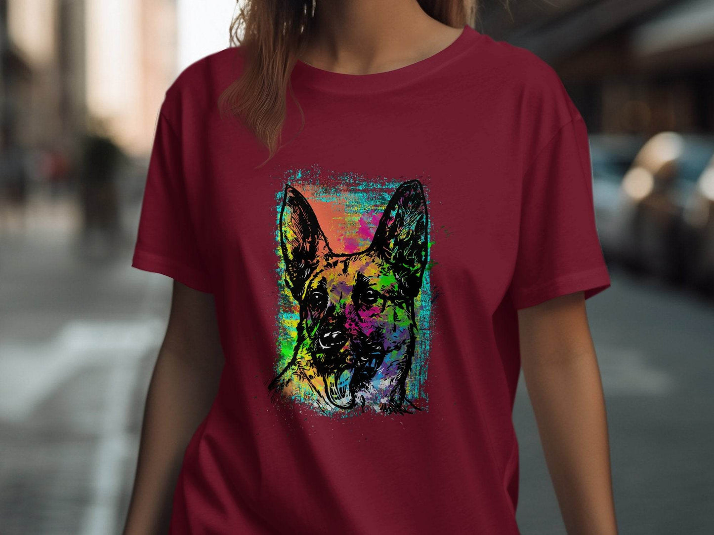 Vibrant German Shepherd Illustration Art T-Shirt - Design & Vybe