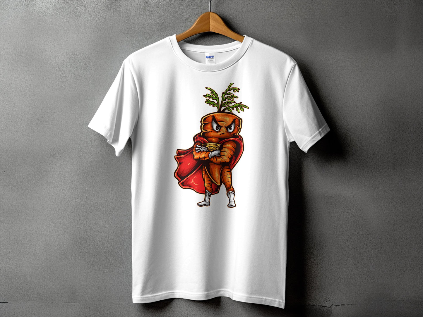 Superhero Carrot Character Graphic T-Shirt product
