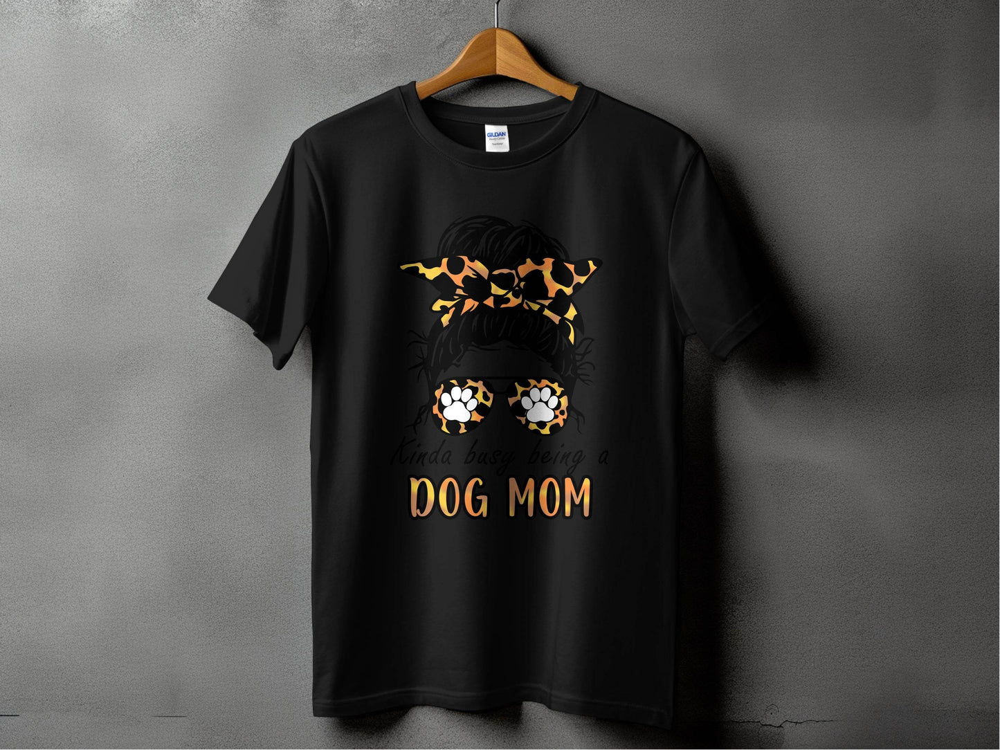 Kinda Busy Being A Dog Mom with Paw Print Glasses T-Shirt - Design & Vybe