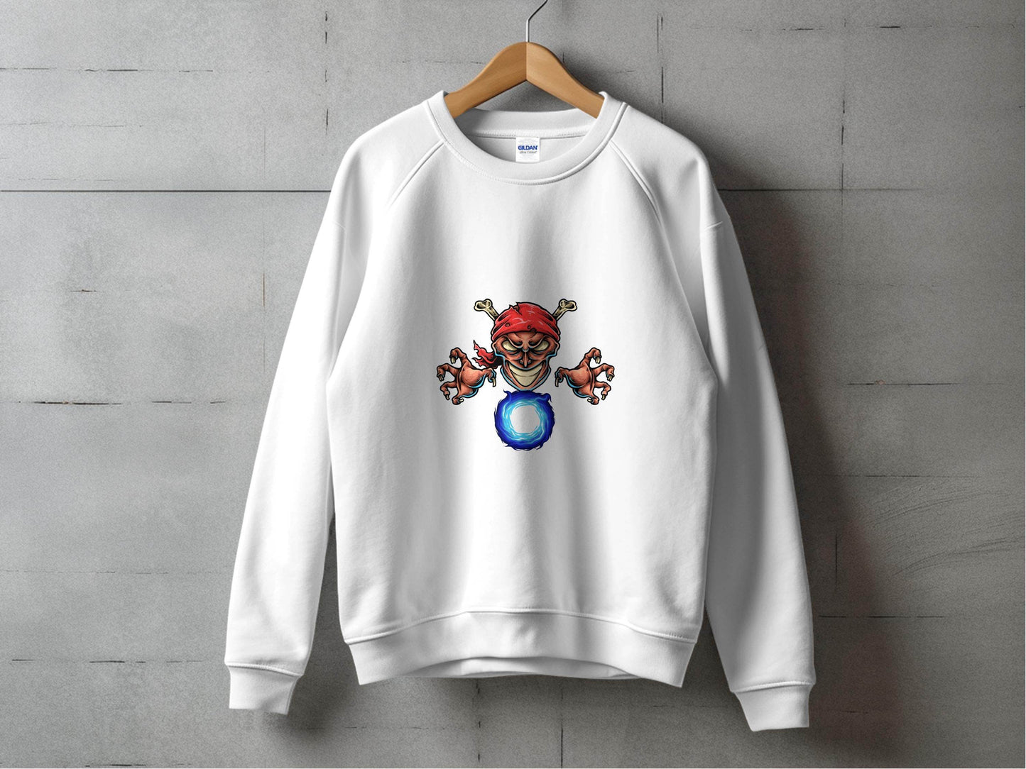 Pirate Skull With Claws And Fire Graphic Art Sweater - Design & Vybe