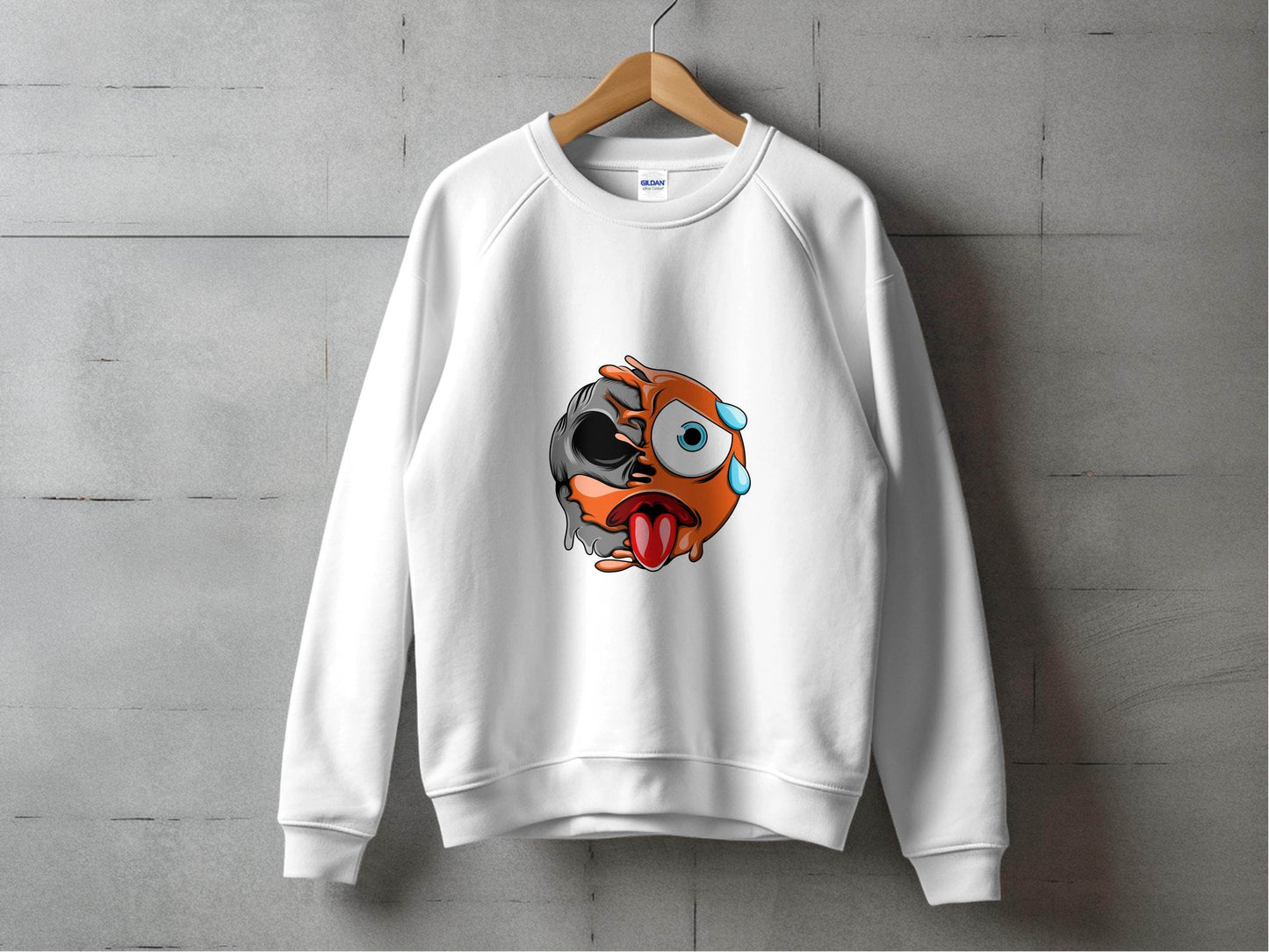 Emoji Face Meltdown With Skull Design Graphic Sweater - Design & Vybe