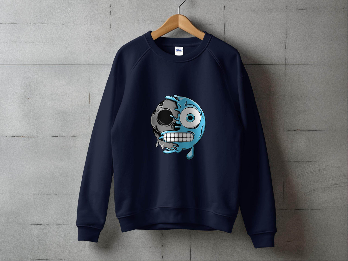 Half Skull Half Water Graphic Design Printed Sweater - Design & Vybe