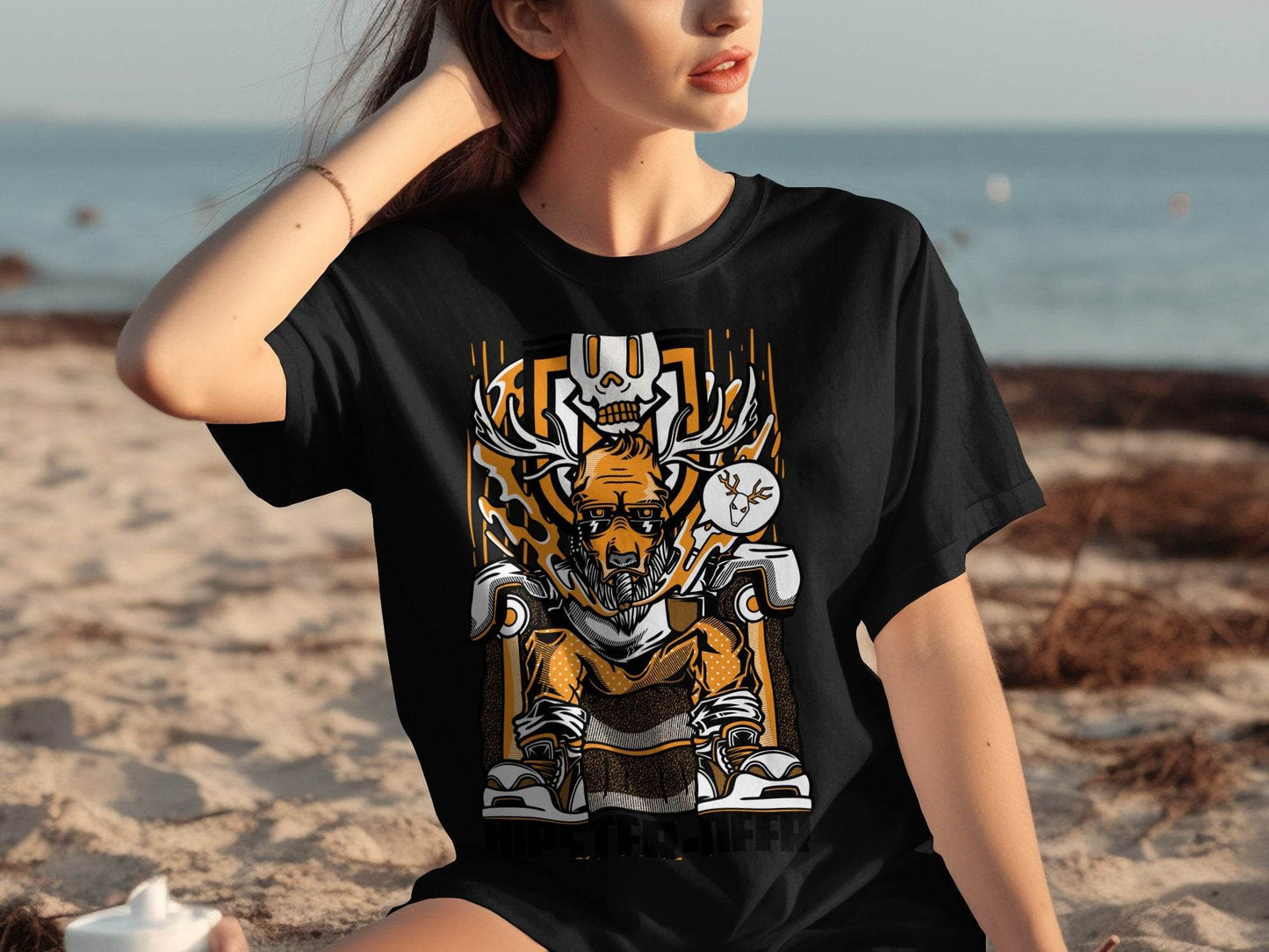 Hipster Deer Street Art Graphic Design For Casual T-Shirt - Design & Vybe