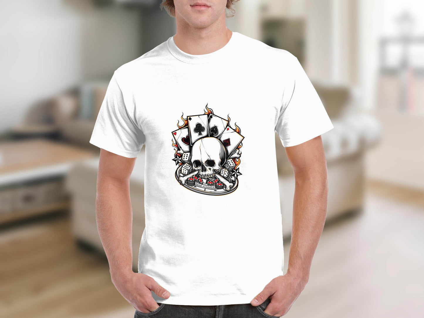Skull and Gambling Illustration Graphic Design T-Shirt - Design & Vybe
