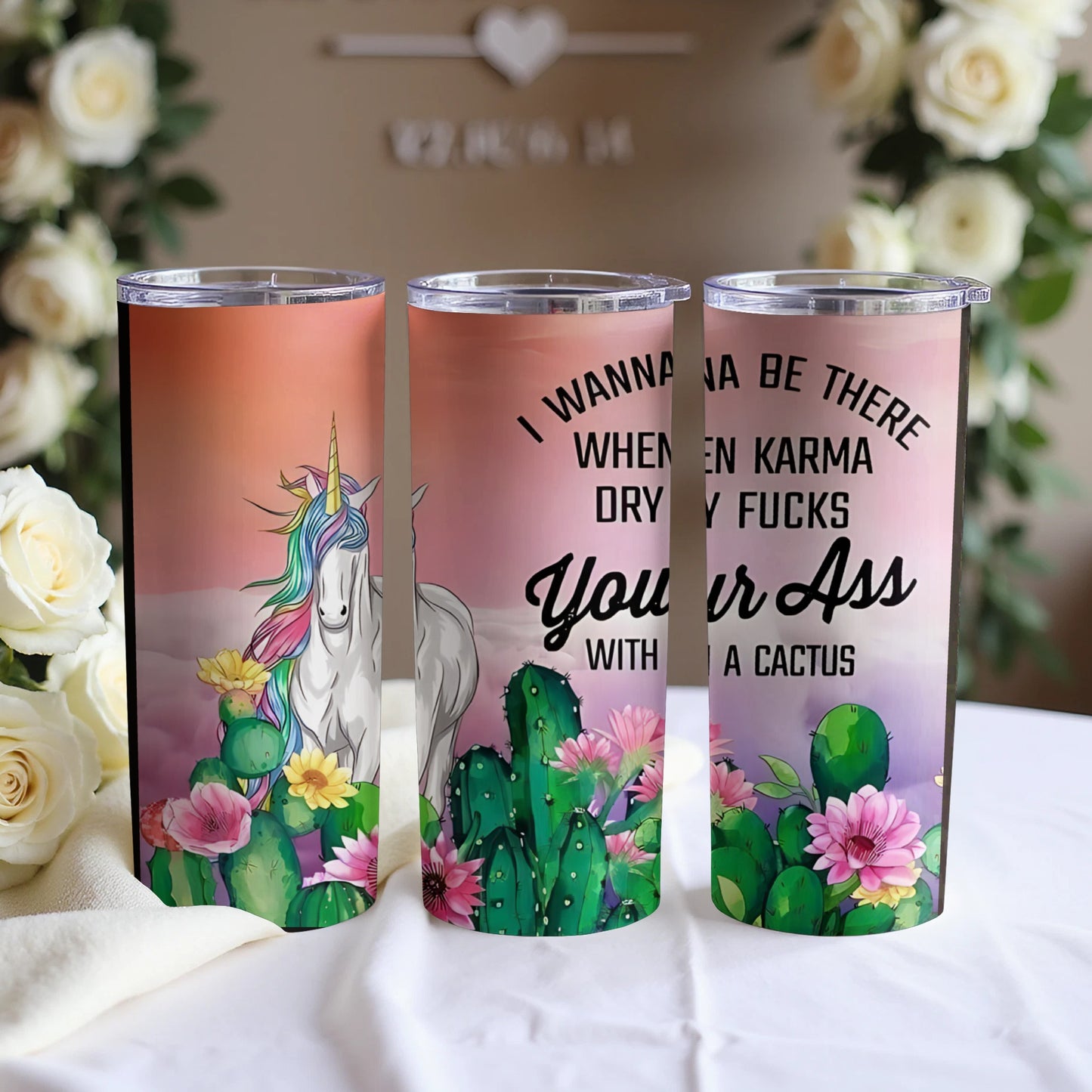 I Wanna Be There When Karma Unicorn Tumbler product