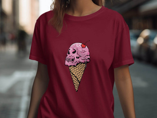 Ice Cream Skull Cone Graphic Illustration for T-Shirt - Design & Vybe