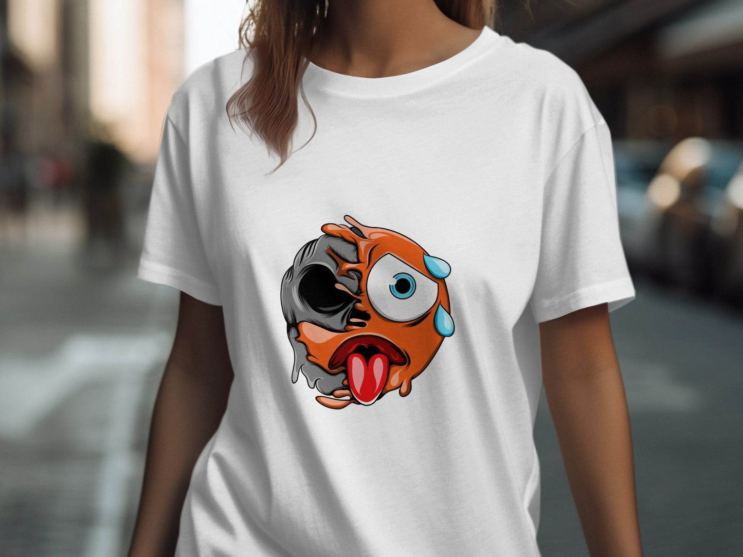 Emoji Face Meltdown With Skull Design Graphic T-Shirt - Design & Vybe