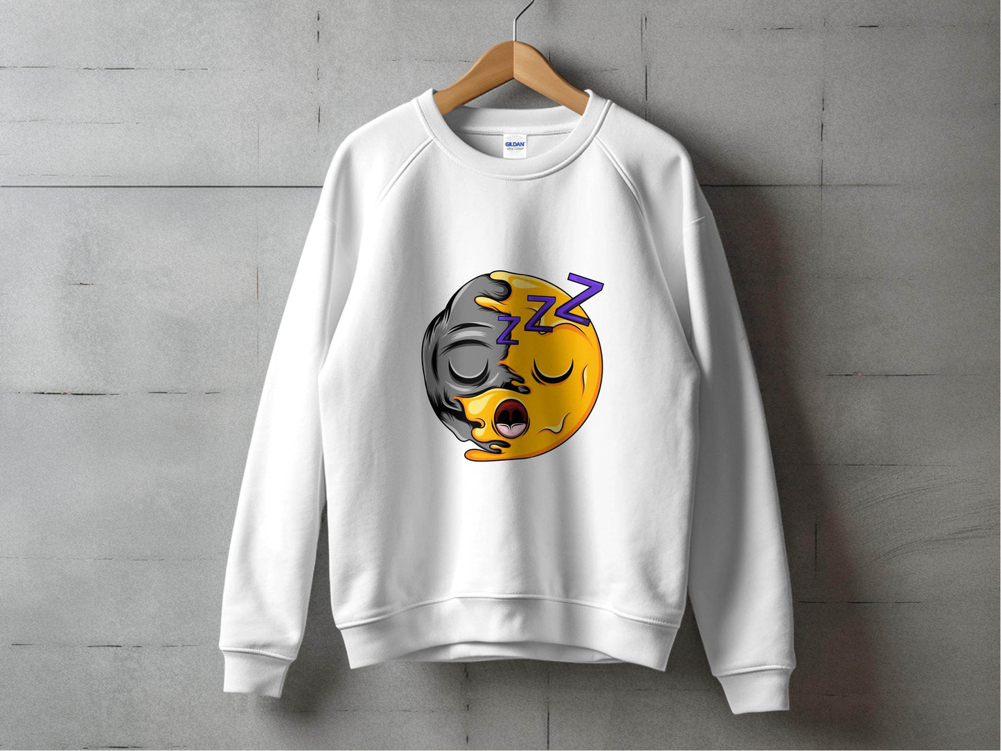 Tired Cartoon Character with Snoozing ZZZ Symbols Sweater - Design & Vybe