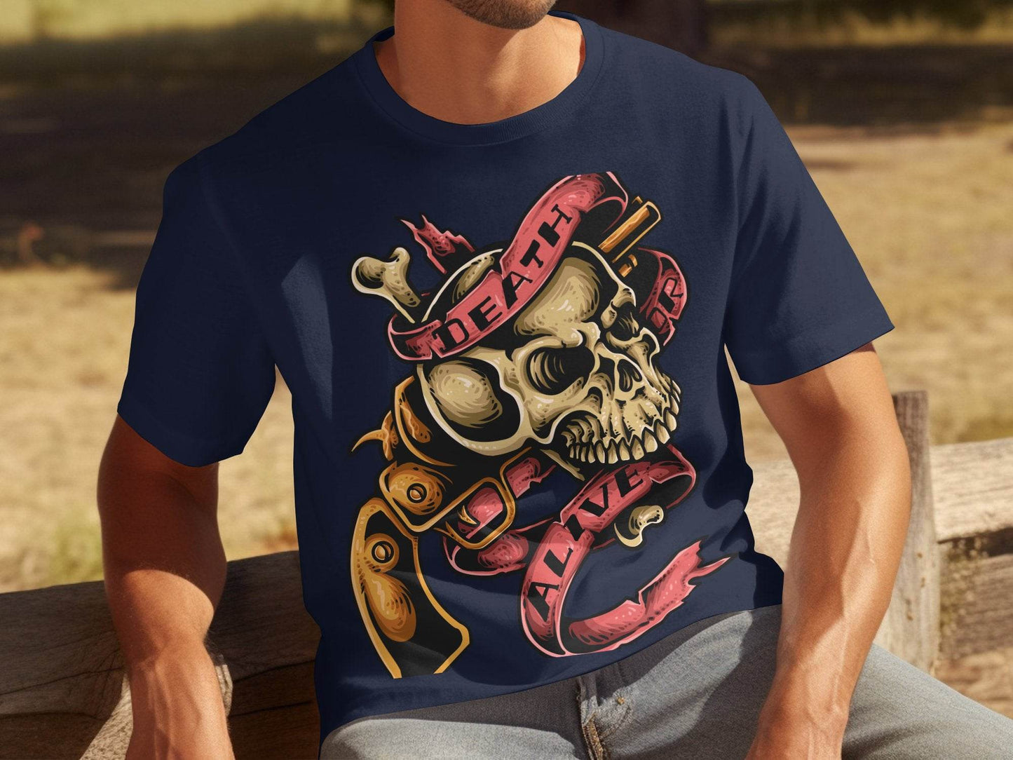 Vintage Death or Alive Skull and Gun Graphic T-Shirt - Design & Vybe
