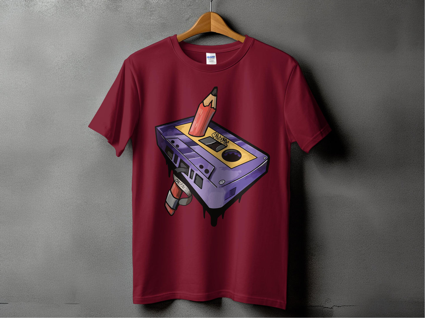 Retro Pencil and Cassette Tape Graphic T-Shirt product