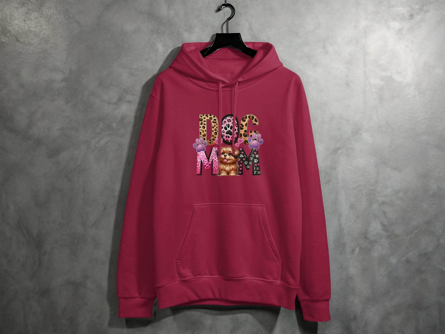 Dog Mom Cute Puppy Hearts Animal Print Design Graphic Hoodie - Design & Vybe