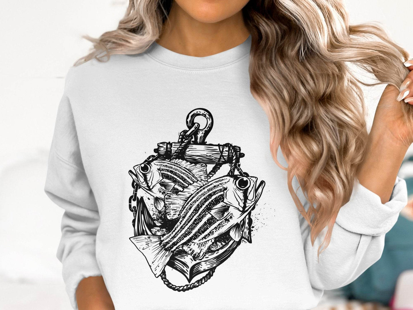 Fishing Inspired Nautical Graphic Sweater - Design & Vybe