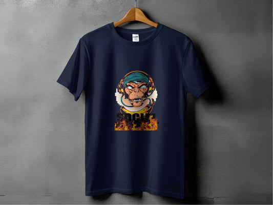 Social District Monkey with Headphones Design T-Shirt - Design & Vybe