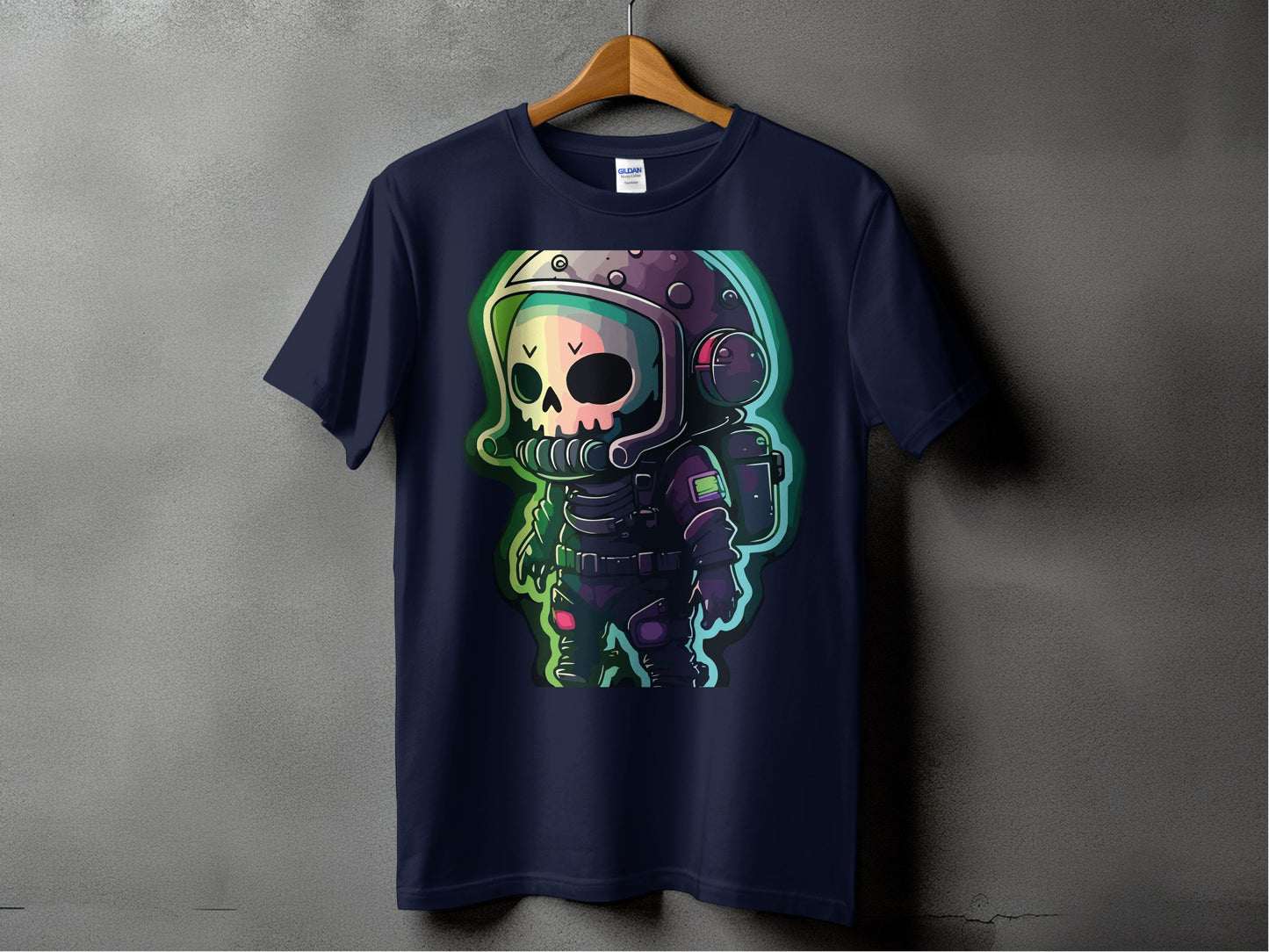 Cosmic Skull Astronaut Graphic Artwork on T-Shirt product type