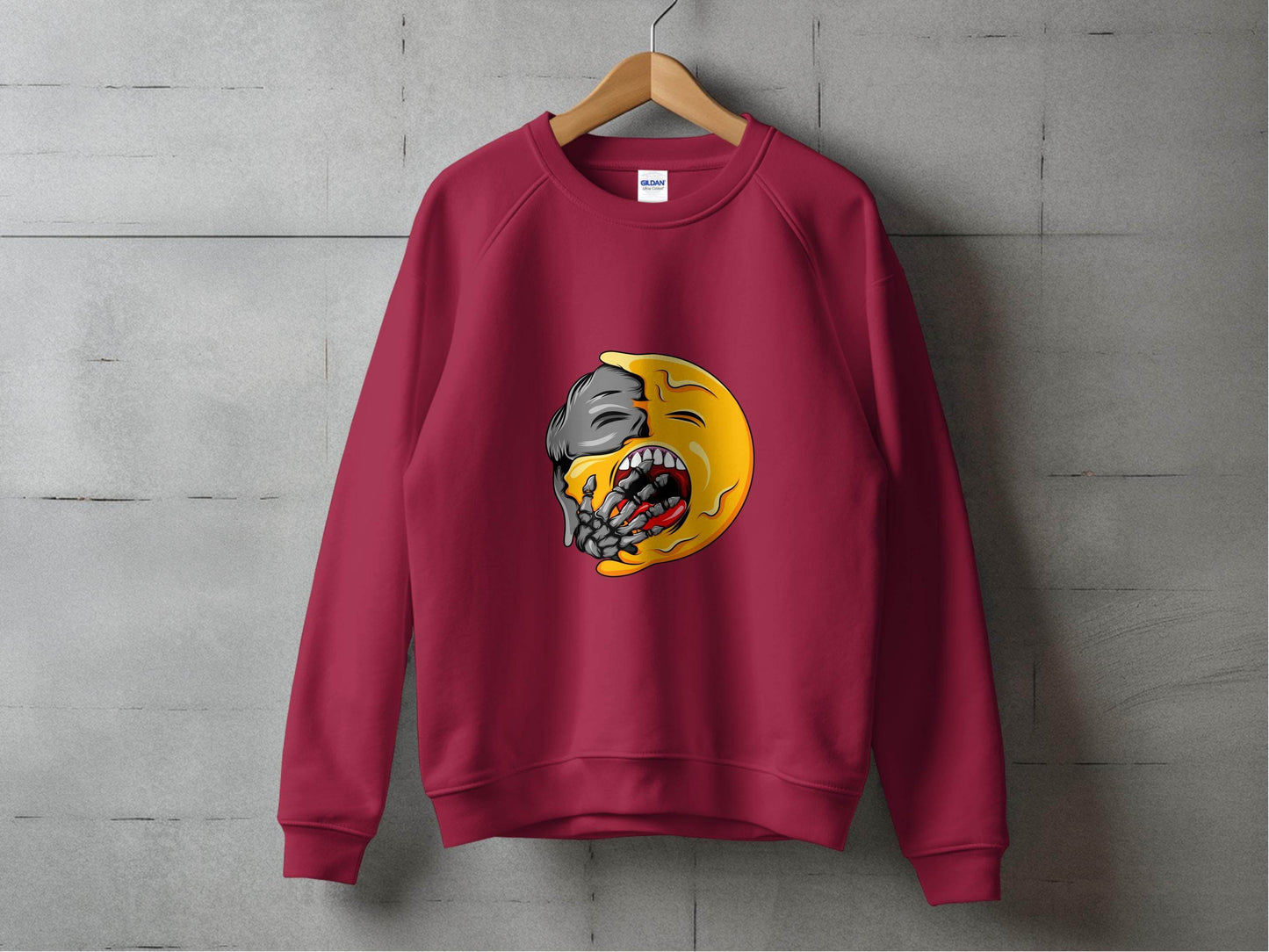 Zombie Emoji Biting Skeleton Hand Illustration Sweater - Design & Vybe