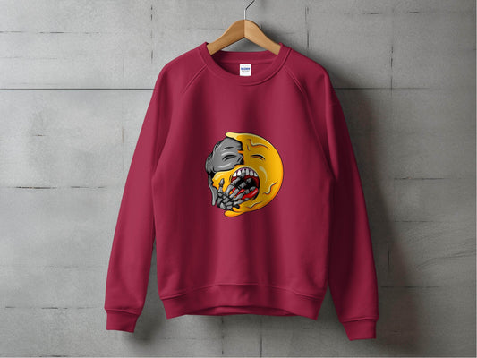 Zombie Emoji Biting Skeleton Hand Illustration Sweater - Design & Vybe