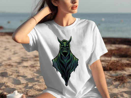 Gothic Hooded Skull Artwork Graphic T-Shirt - Design & Vybe