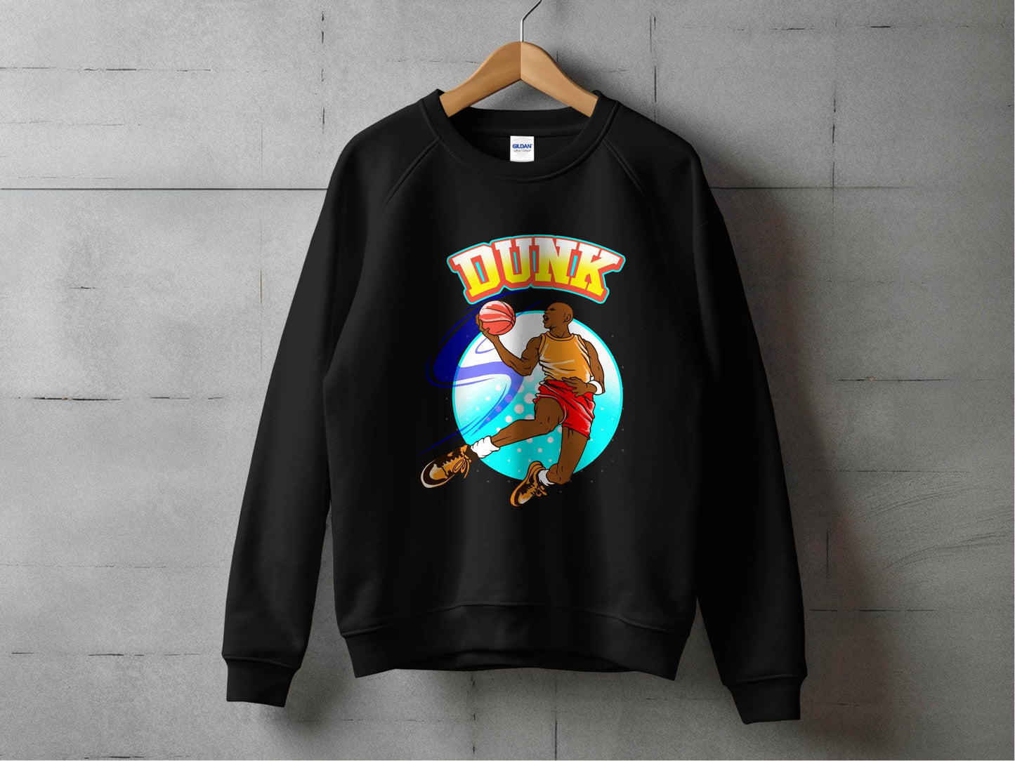Vibrant Basketball Dunk Graphic Sports Sweater - Design & Vybe
