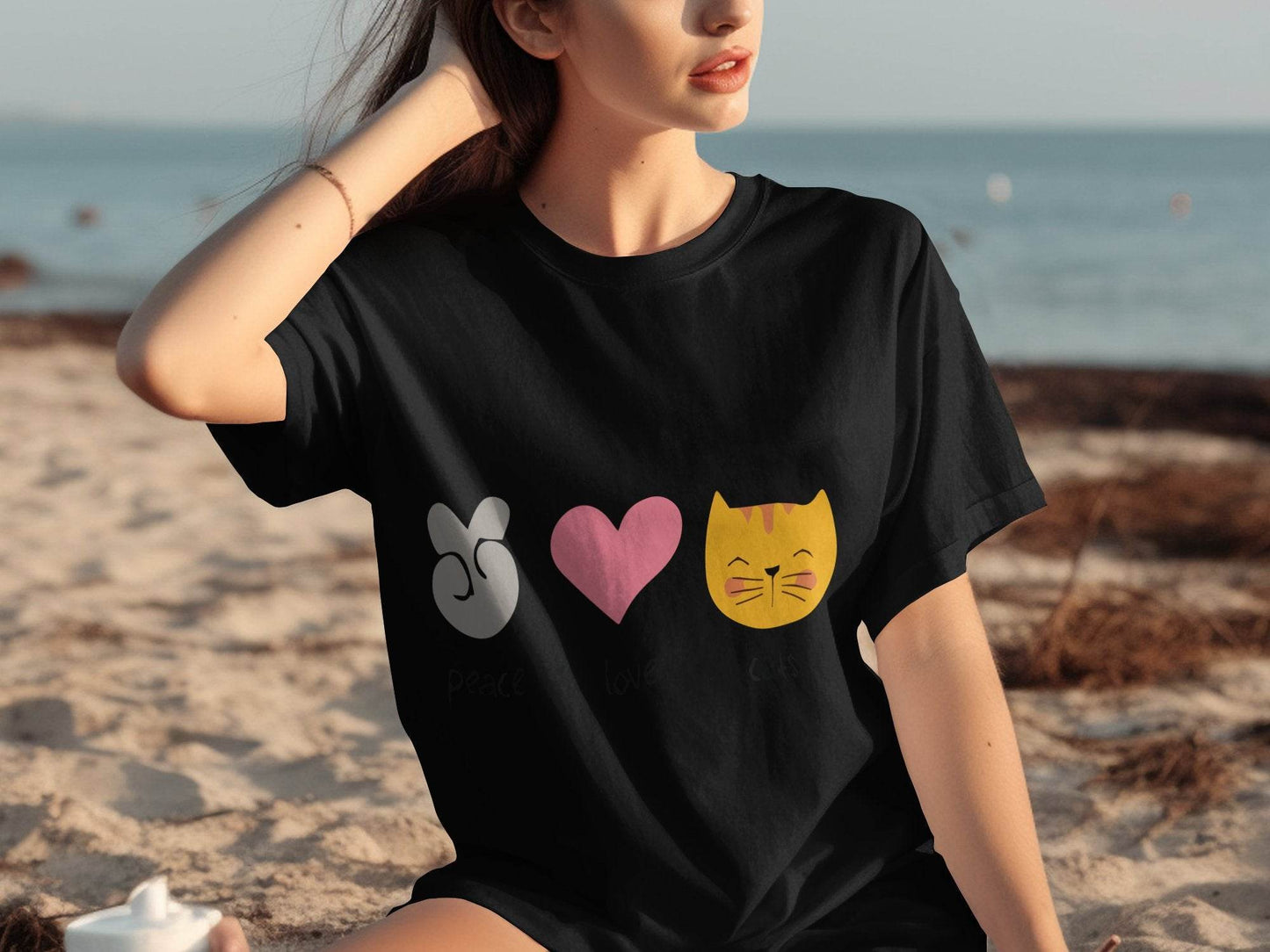 Peace Love Cats Graphic Design T-Shirt - Design & Vybe
