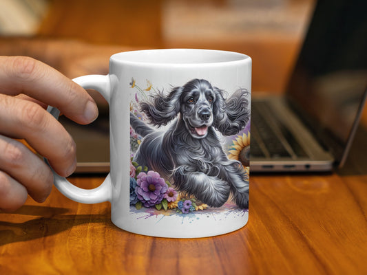 Colorful Dog and Flowers Mug Artistic Pet Coffee Product
