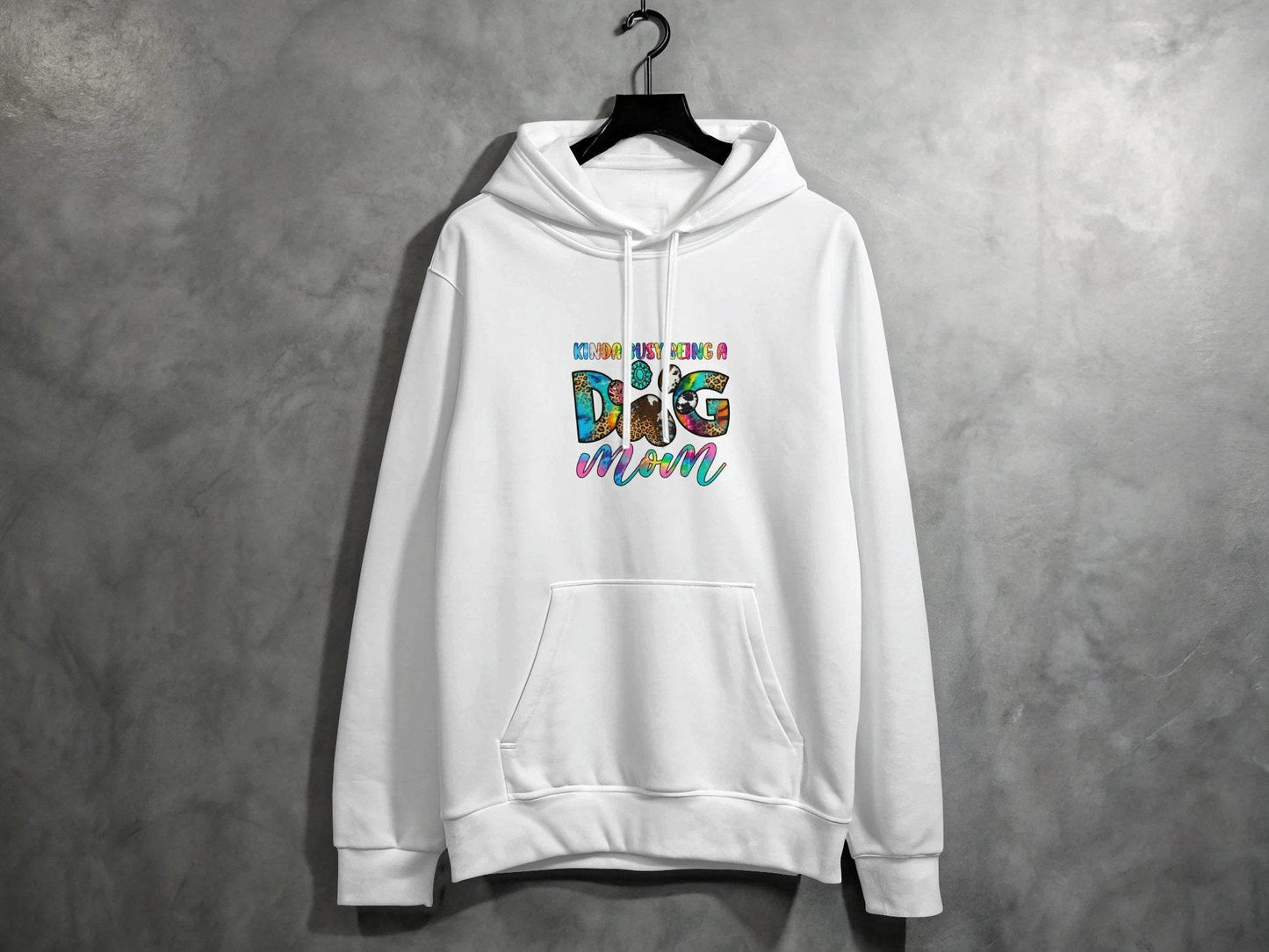 Kinda Busy Being a Dog Mom Animal Prints Letter Design Hoodie - Design & Vybe