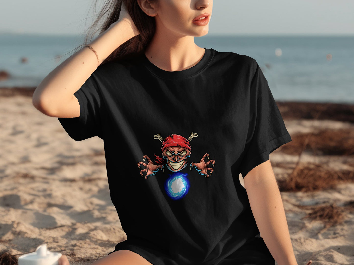 Pirate Skull and Magic Orb Printed Graphic T-Shirt product