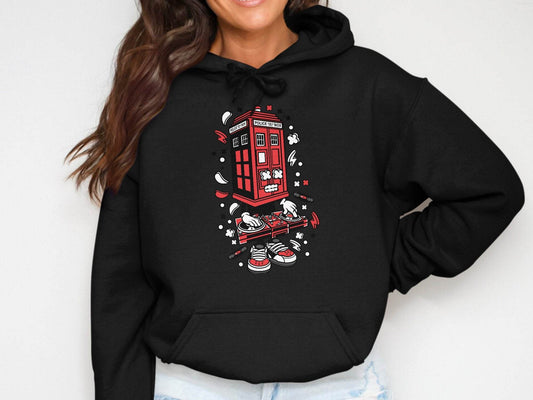 Unique DJ Music Police Box Design Graphic Hoodie - Design & Vybe