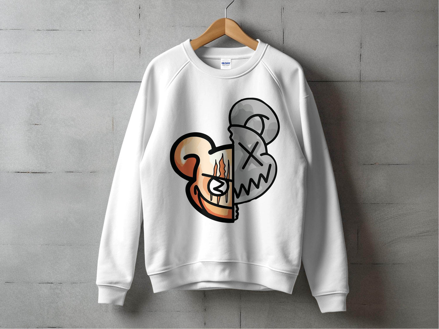 Unique Graphic Half Bear Design Trendy Casual Sweater - Design & Vybe