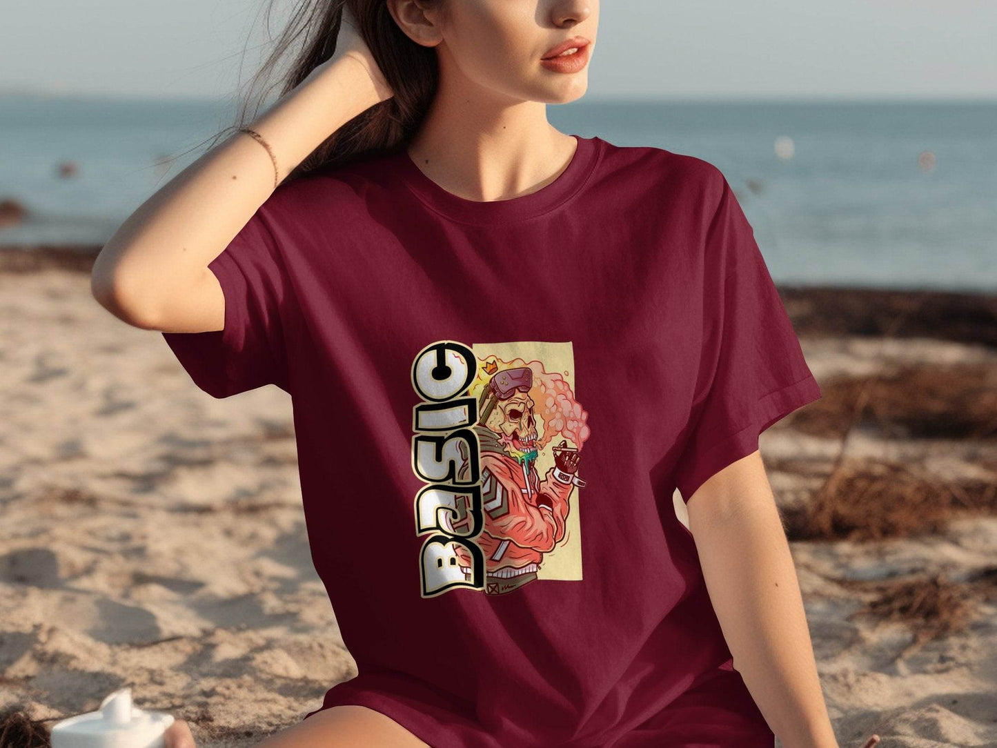 Basic Smoking Skeleton in VR Headset and Crown T-Shirt - Design & Vybe