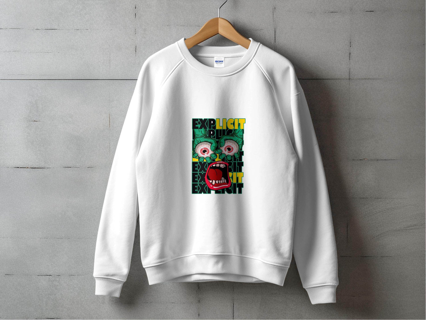 Explicit Graphic with Eyes and Mouth Design Sweater - Design & Vybe