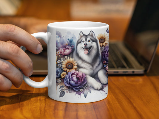 Husky Dog Floral Print Coffee Mug product type