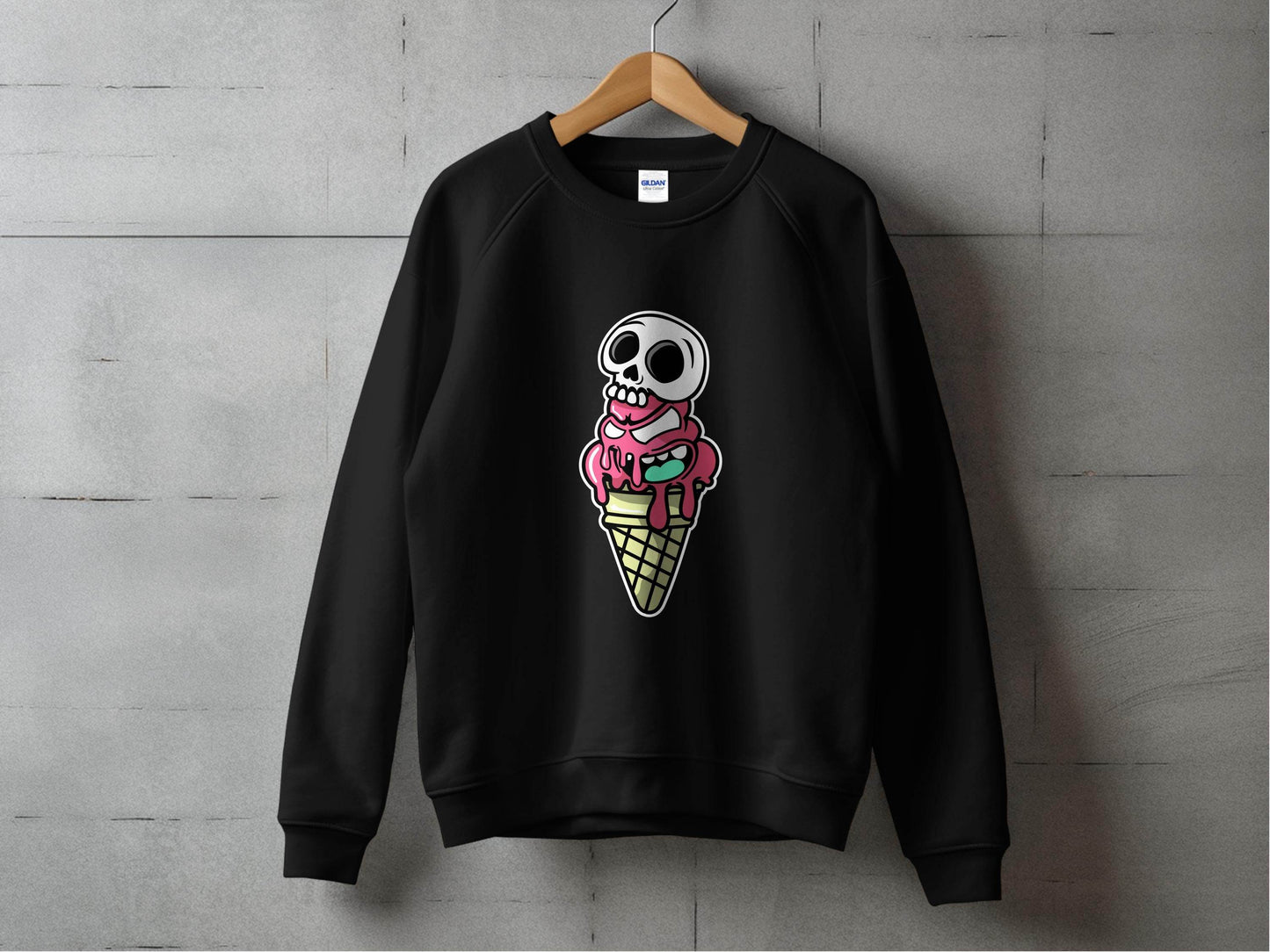 Skull and Melting Ice Cream Cone Graphic Design Sweater - Design & Vybe