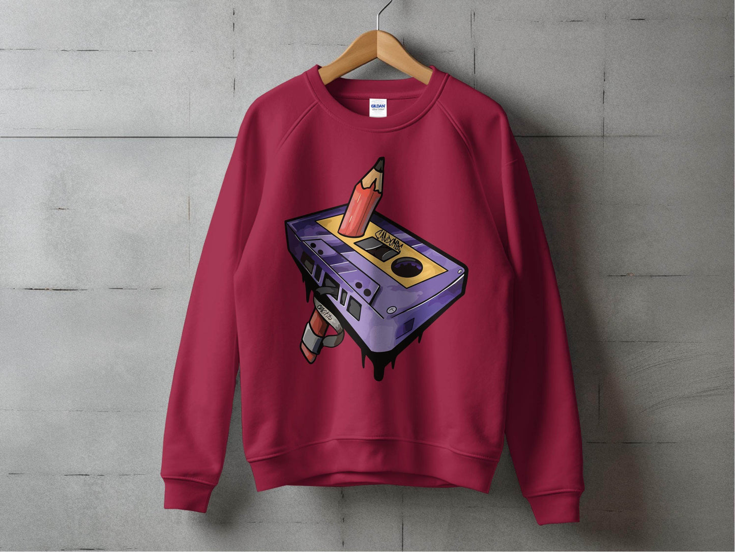 Cool Retro Pencil and Cassette Design Graphic Sweater - Design & Vybe