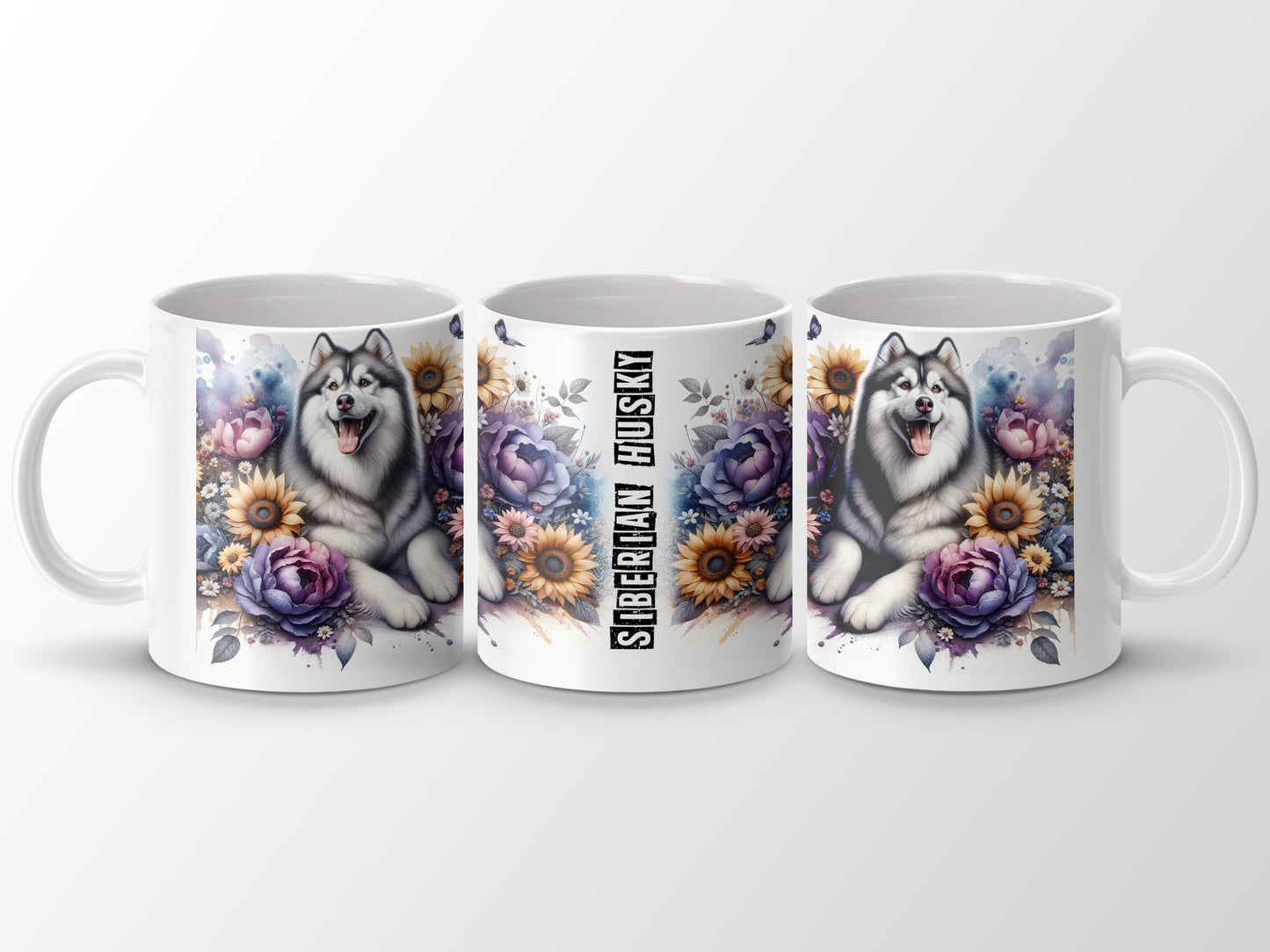 Siberian Husky Floral Artwork Design Coffee Mug product